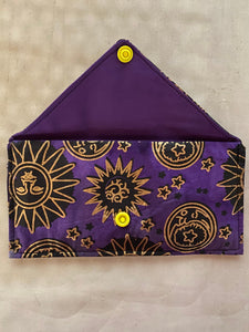 Handmade Fabric Money Envelope, Wallet, Gift Certificate Holder, Celestial, Sun and Moon