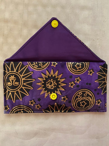 Handmade Fabric Money Envelope, Wallet, Gift Certificate Holder, Celestial, Sun and Moon